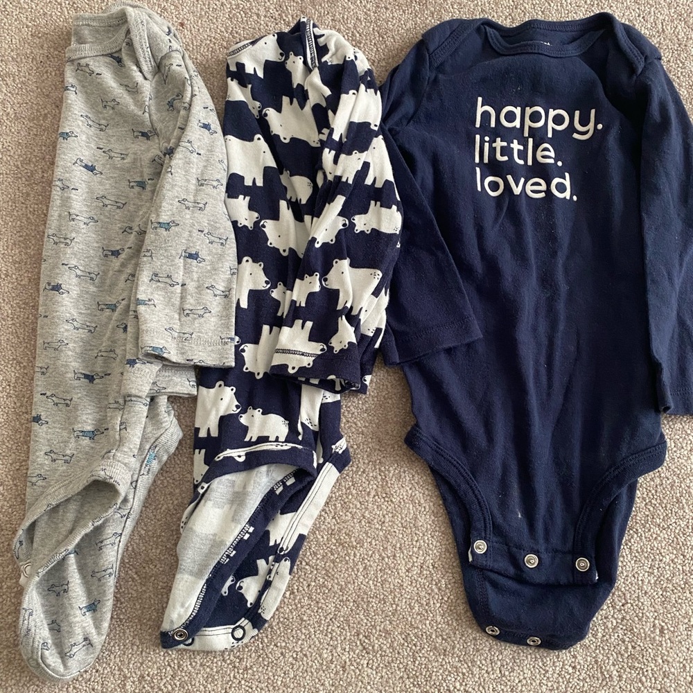Bundle of 3 long sleeve carters onesies size 18 months.